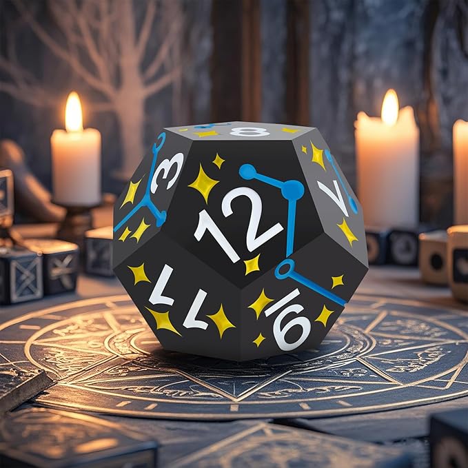 PJOY Metal Dice Set D&D Star DND Dice Set Polyhedral Dice for RPG Role Playing Games Dungeons and Dragons TTRPG Black Yellow Blue DND Dice for DND Gamers
