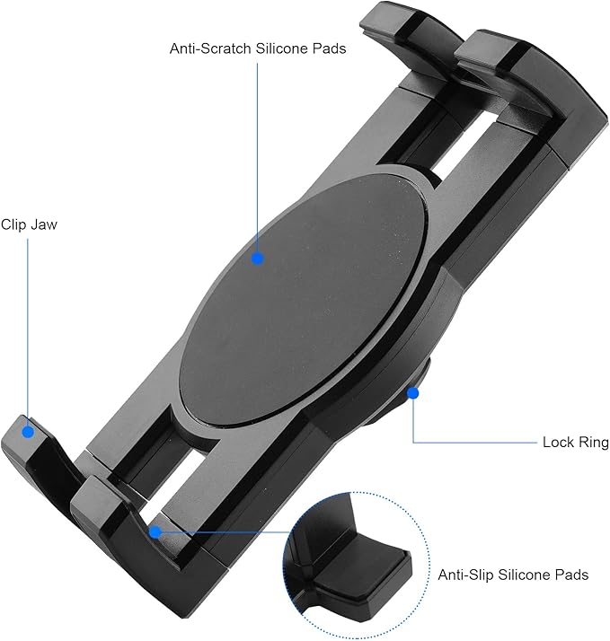 Under Cabinet Tablet Mount, Kitchen Tablet Holder iPad Mount for Desk/Table/Board/Chair,Compatible with 4.7~12.9" iPad/Nexus/LG G Pads/e-Reader/Switch/iPhone,360° Adjustable Aluminum Alloy Arm Stand
