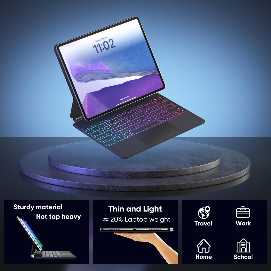 doqo Magic Keyboard Case for iPad Air 13 & iPad Pro 12.9" with Trackpad