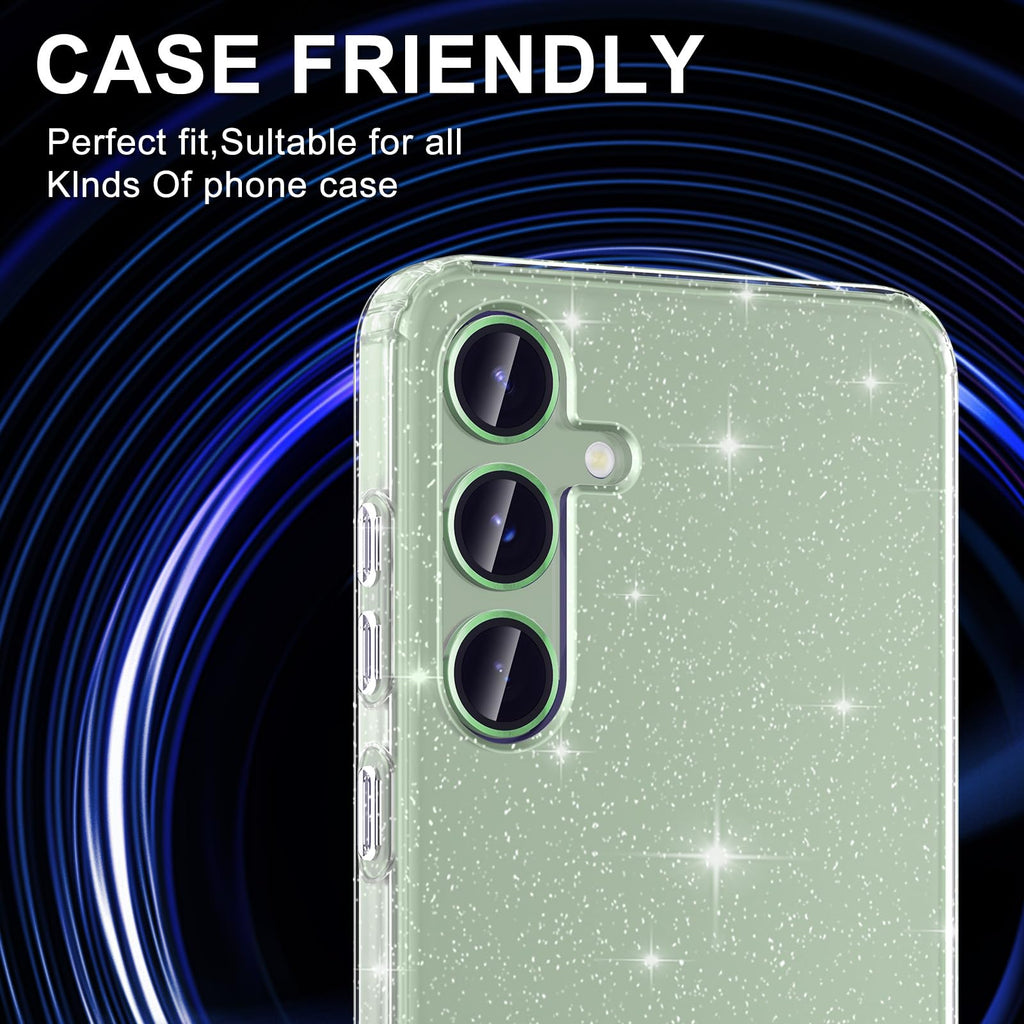 Avocase for Samsung Galaxy S25 Camera Lens Protector, Individual Metal Ring Tempered Glass Lens Cover, [Strong Adsorption] Scratch Resistant Ultra-Thin HD Clear Lens Cover, 1 Set-Light Green