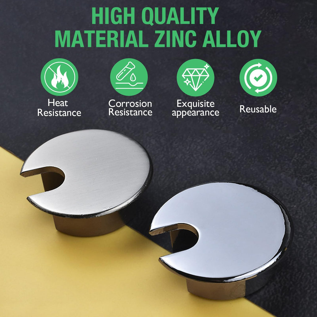 EASYEAH 2 Pcs Desk Grommet 1-3/8" / 35 mm, Zinc Alloy Desk Cord Hole Cover