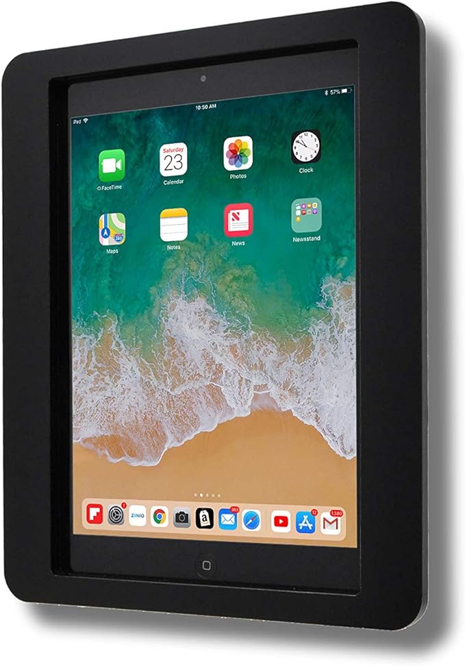 TABcare Anti-Theft Acrylic VESA Enclosure for Apple iPad Pro 12.9" 2015 2017 with Free Wall Mount Kit & 90-Degree Angle Charge Cable (iPad Pro 12.9" 1/2, Black)