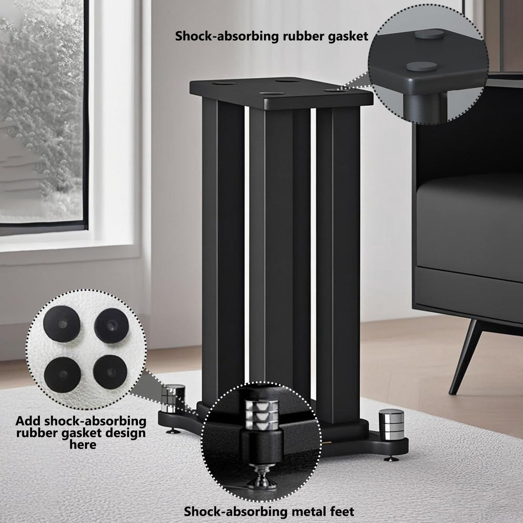 A Pair of Speaker Stands, Bookshelf Speaker Stand Steel Frame Support for Speakers up to 40 kg, Vibration-Absorbing MDF Design, Studio Monitor Stands Improves Sound Quality (20cm/7.8in)