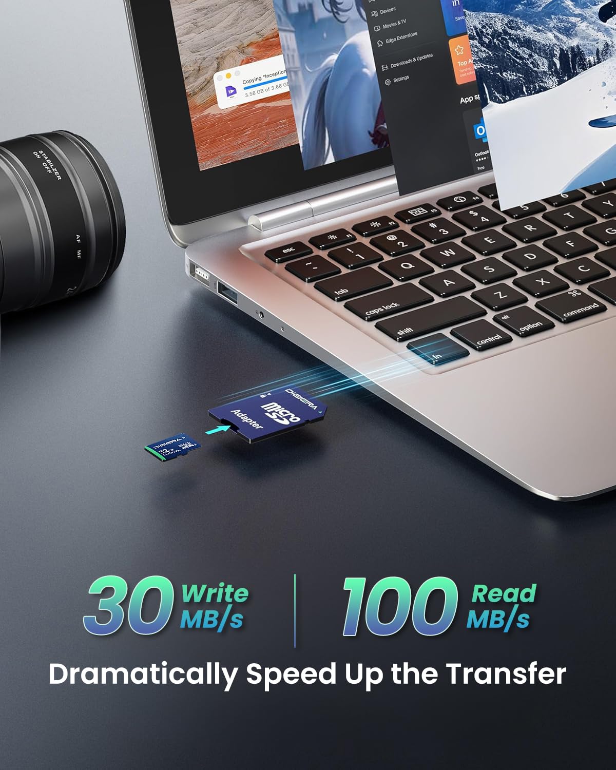 DIGIERA 32GB CT100 microSDHC UHS-I Memory Card with Adapter - up to 100MB/s, C10, U1, V10, Full HD, A1, Micro SD Card for Smartphones, Tablets, Cameras, Gaming Consoles, and Drones (3 Pack)