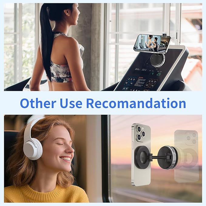 Vacuum Suction Magnetic Phone Holder, 2025 Upgraded Foldable Retractable Suction Cup Mount Magnetic Phone Mount for Your Car, 360° Adjustable Cell Phone Stand for Cars /Gyms/Mirrors/Smooth Surface