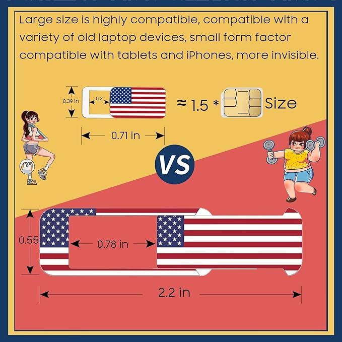 JUNGLE DEER Laptop Camera Cover Slide, Webcam Cover Slide, Ultra-Thin, Nation Flag Pattern Design, 6 Pack