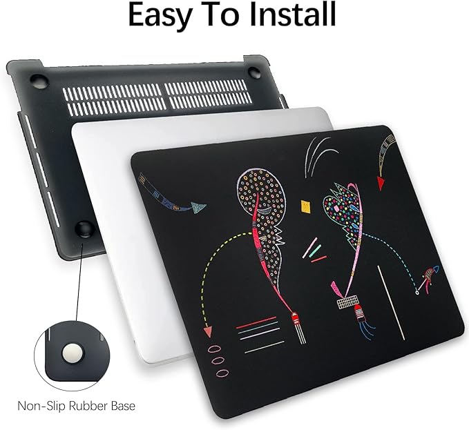 Berkin Arts Compatible with MacBook Air 13 inch Cover, 2022-2018 Release A2179/A2337 M1 with Touch ID with Keyboard Cover & Screen Protector Naive Art Illustrated (Two Sides by Kandinsky)