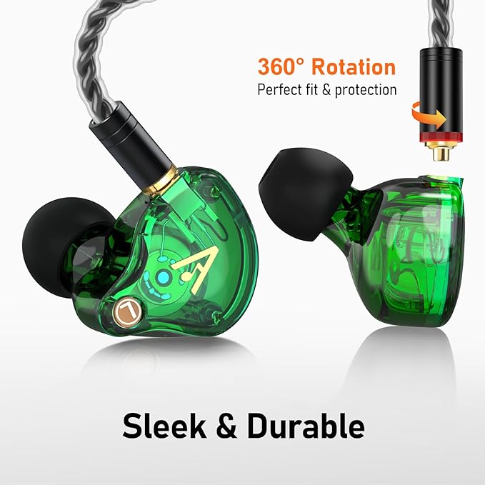 Vibes 202 Wired Earbuds - HiFi in Ear Monitor Headphones – Professional Noise-Isolating Ear Buds - Clear Sound, Deep Bass & Comfort-Fit IEM Earphones - MMCX to 3.5mm, Silver Plated Cord, Carrying Case