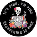 ITNRSIIET Round Mouse Pad with Stitched Edge Premium-Textured Waterproof Non-Slip Rubber Base Desktop Protection Mat Diameter 8.7 inches, Flower Skull
