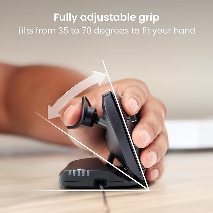 Contour Unimouse Ergonomic Vertical Mouse Adjustable 35°-70° Tilt Angle, 6 Programmable Buttons for Productivity, Customizable Thumb Rest for Wrist Pain Relief | Plug & Play Mac/PC - Wired - Left
