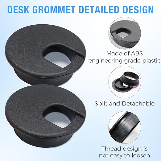 Desk Grommet 2" (50 mm), Desk Cord Hole Cover, Cable Grommet ABS Plastic, Desk Hole Grommet for Office and Home Table Cable, Detachable Cable Cord Organizer (White 8 Pcs)