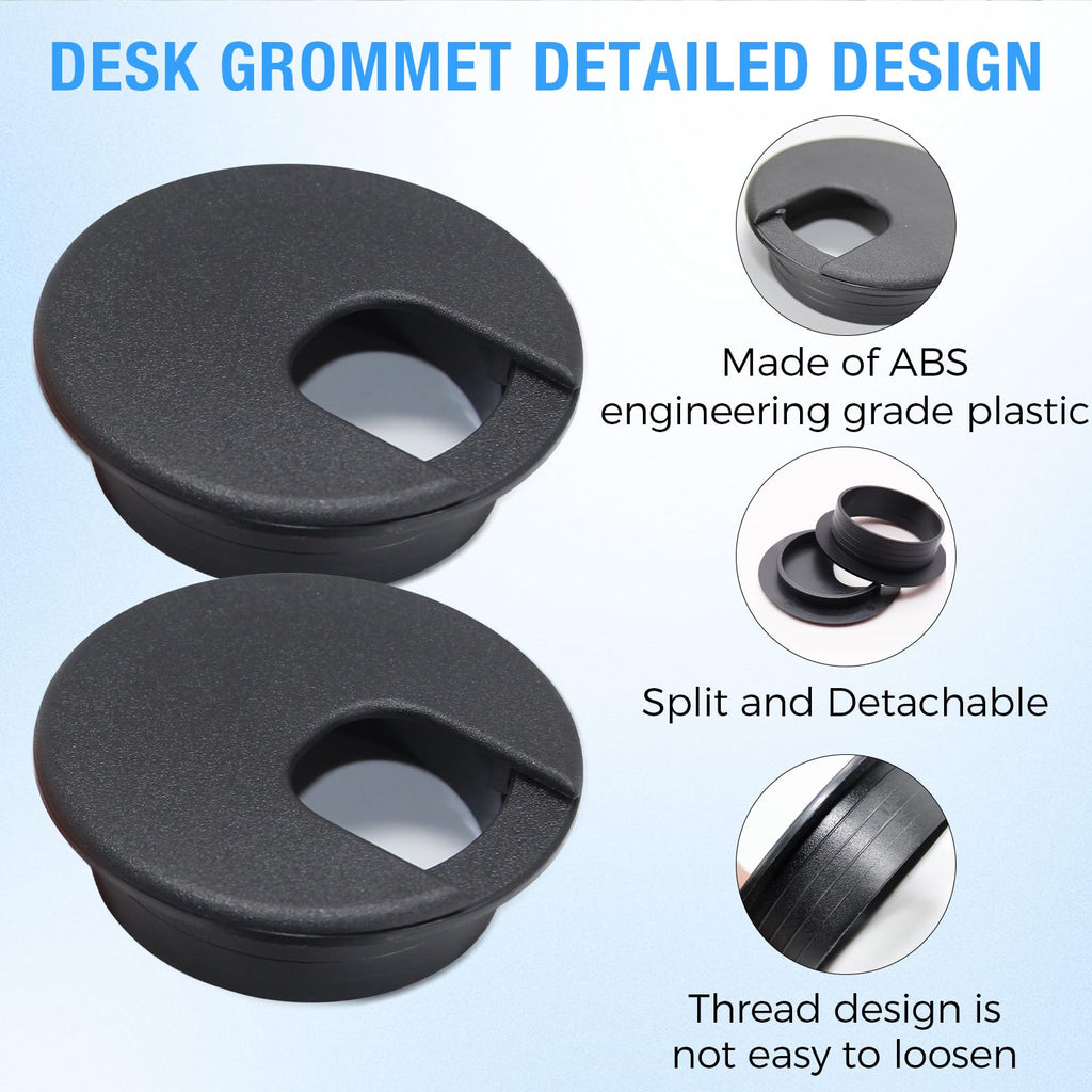 BOPOREAE Desk Grommet 1-3/8" (35 mm), Desk Cord Hole Cover, Cable Grommet ABS Plastic, Desk Hole Grommet for Office and Home Table Cable, Detachable Cable Cord Organizer (Light Grey 8 Pcs)