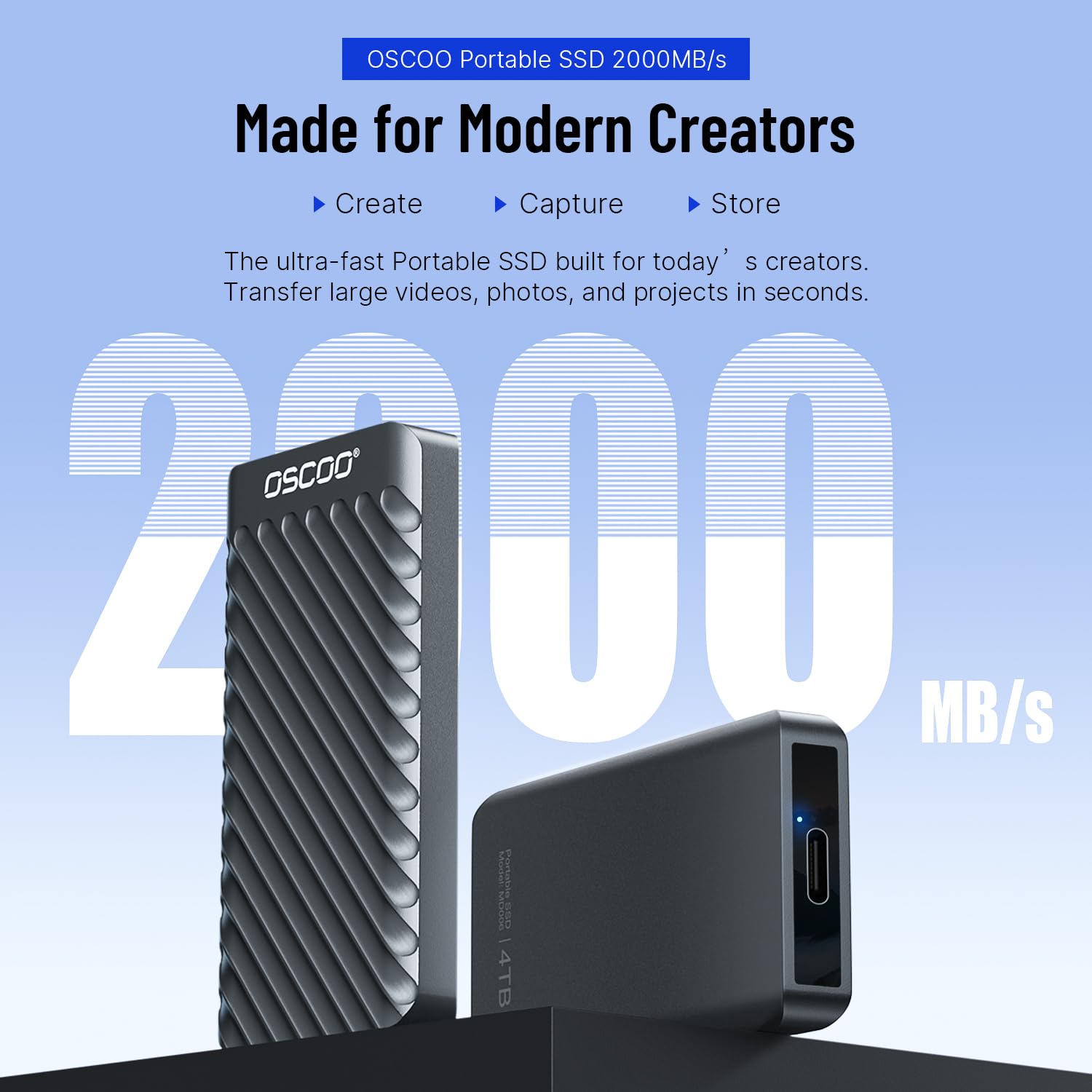 512GB External Hard Drive, Up to 2100MB/s, USB 3.2 Gen 2 Portable SSD, External Solid State Drive for Mac, Windows PC, Laptops, Gaming, iPhone — Ideal for File Backup, Content Creators & Videographers