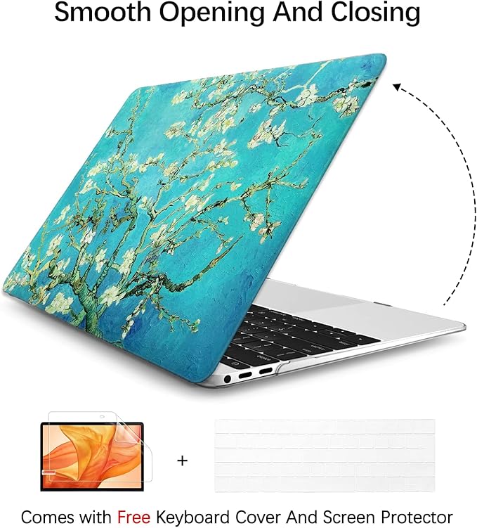 Compatible with MacBook Pro 13 inch Art Case Skin, 2022, 2021, 2020-2018 Release A1708 Flower Hard Shell with Keyboard Cover & Screen Protector (Almond Blossom by Vincent Van Gogh)