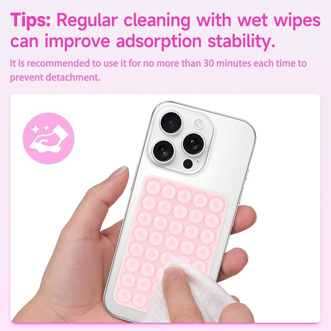 Silicone Suction Phone Case Mount, Non Slip Suction Cup Phone Mount, Phone Accessories Holder for Selfies and Videos, Silicon Adhesive Phone Stand Sticky for Cell Phone Purple