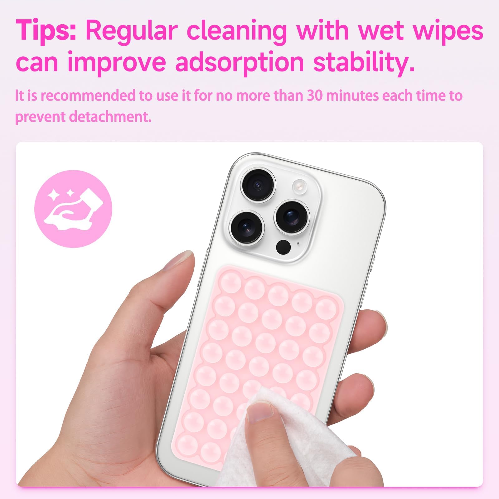 Yojaro Silicone Suction Phone Case Mount, Non Slip Suction Cup Phone Mount, Phone Accessories Holder for Selfies and Videos, Silicon Adhesive Phone Stand Sticky for Cell Phone Pink