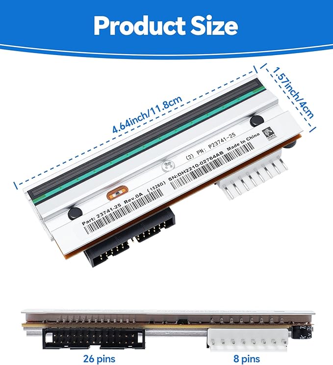 P1004232 Genuine Printhead for Zebra 110Xi4 110XiIV, New OEM Print Head Replacement for Zebra Thermal Barcode Label Printer 300dpi Original Optimal Print Quality Extended Life