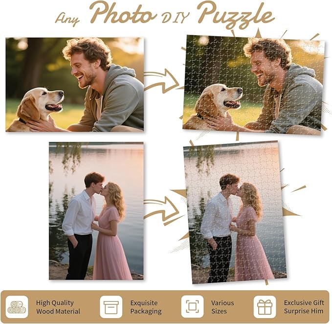 Custom Photo Puzzle – Personalized 1000 Piece Jigsaw Puzzle from Your Photos – Custom Puzzle Gift for Family, Pets, Wedding, Anniversary, Adults, and Couples(1000-vertical)