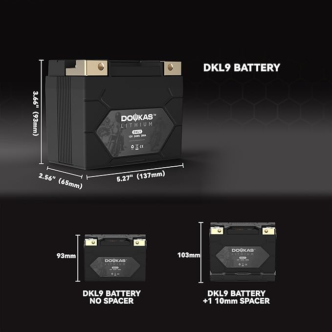 DKL9 450A LiFePO4 Motorcycle Lithium Battery, 12V 3Ah Powersports Battery, Compatible Jet Ski, Quad, Scooter, Generator Battery, Snowmobile