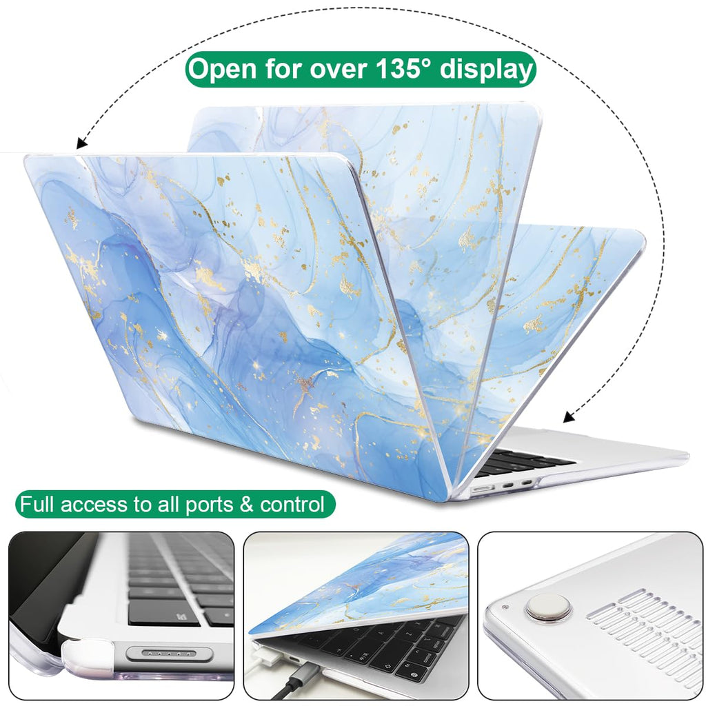 LCMOCICO for MacBook Air 13 inch Case M5 M4 M3 M2 Chip 2026 2025-2022 Release A3449 A3240 A3113 A2681, Scratch Resistant Hard Shell Protective Laptop Cover for Mabook Air 13.6 M5 2026, Blue Marble