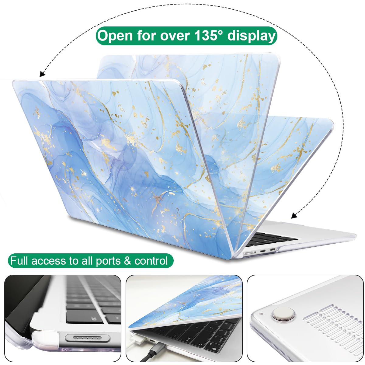 LCMOCICO for MacBook Air 13 inch Case M5 M4 M3 M2 Chip 2026 2025-2022 Release A3449 A3240 A3113 A2681, Scratch Resistant Hard Shell Protective Laptop Cover for Mabook Air 13.6 M5 2026, Blue Marble