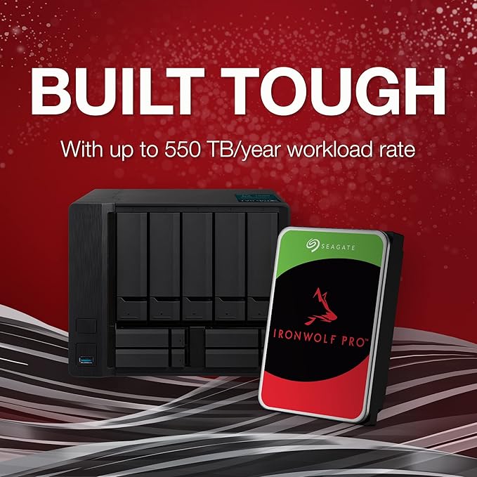 Seagate IronWolf Pro, 12 TB, Enterprise NAS Internal HDD –CMR 3.5 Inch, SATA 6 Gb/s, 7,200 RPM, 256 MB Cache for RAID Network Attached Storage (ST12000NT001)