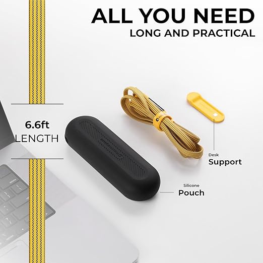 Rolling Square InCharge XL 200cm - USB C Charger Cable, Lightning Cable for Smartphone, Universal Cable Charger 6 in 1, USB Plug, Yellow, 100W