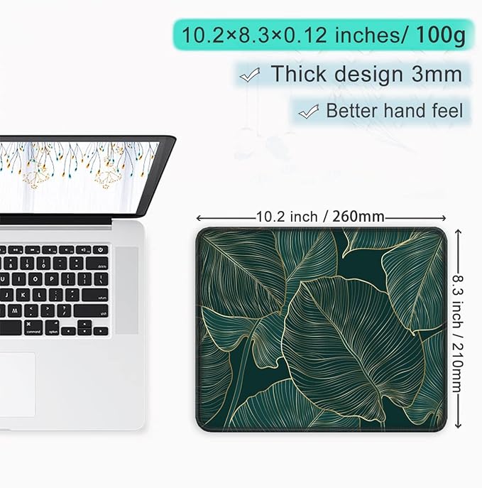 ITNRSIIET Mouse Pad with Stitched Edge Premium Textured Smooth Precise Operation Waterproof Washable Non-Slip Rubber Base Desktop Protection Mat, 10.2×8.3×0.12 inches, Palm Texture