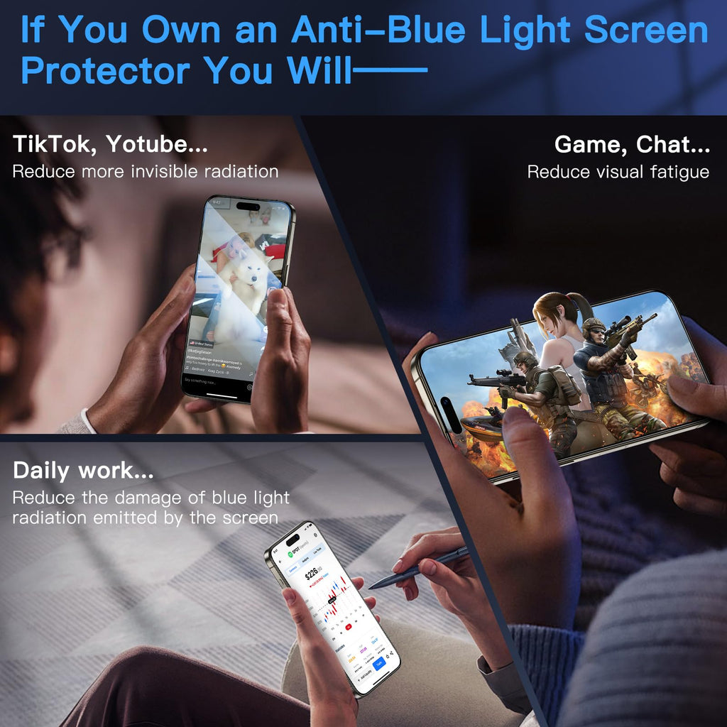 Uyiton Anti-Blue Light for iPhone 15 Pro Screen Protector