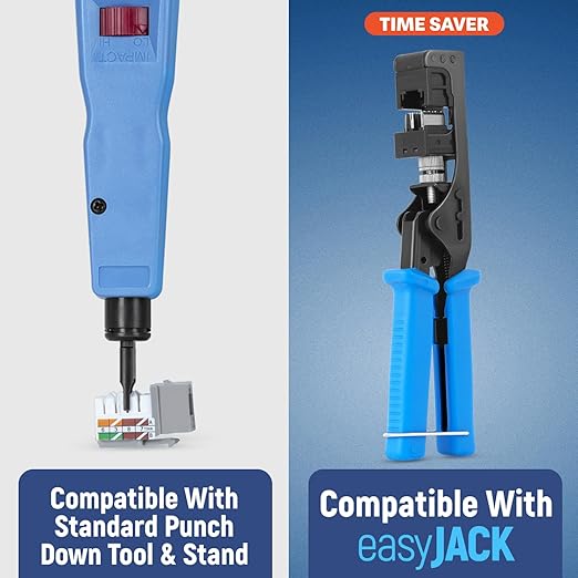 Everest 90° Angled RJ45 Cat6A Keystone Jacks 10-Pack in Gray - Slim Profile Female RJ45 Connectors - Cat 6A Keystone Jack - Compatible with 90° Angled Speed Termination Tool - easyJACK (B094WB91H3)