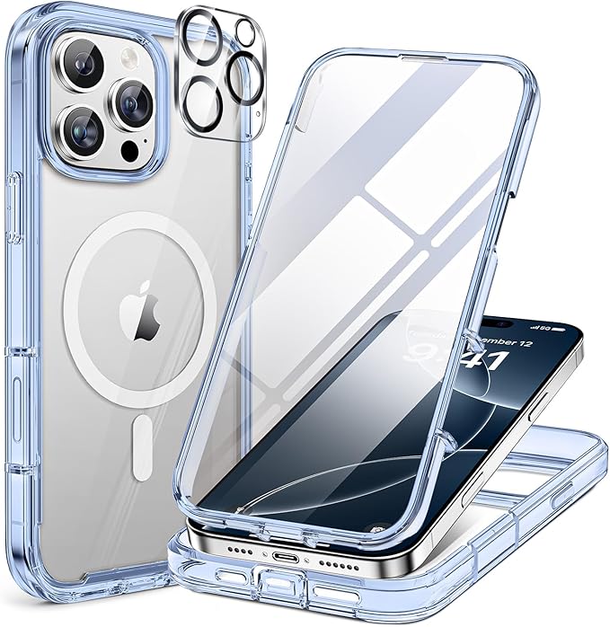 Miracase for iPhone 16 Case 6.1'', [Bubble Free] Full-Body Bumper Phone case with Built-in Full Glass Screen &Camera Control,No Gap,Compatible with MagSafe,Drop Proof 16 Cover