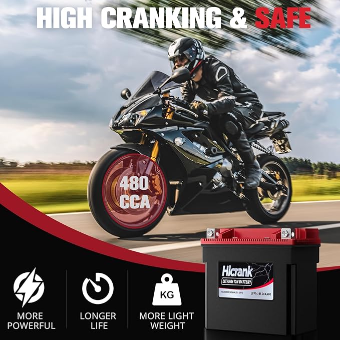 YTX14-BS/YTX14H/GYZ16H Lithium 12.8V 8Ah 480CCA LiFePO4 Motorcycle Battery, Fits for Honda KTM Yamaha Harely, Fit Motorcycle, Scooter,ATV, UTV, Jet Ski, Tractor,Riding Lawn Mower