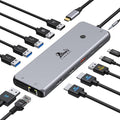 14 in 1 USB C Docking Station - Dual Monitor, Triple Display, 8 USB C/A Ports, Ethernet, Audio - For MacBook, Dell, HP, Lenovo, Surface