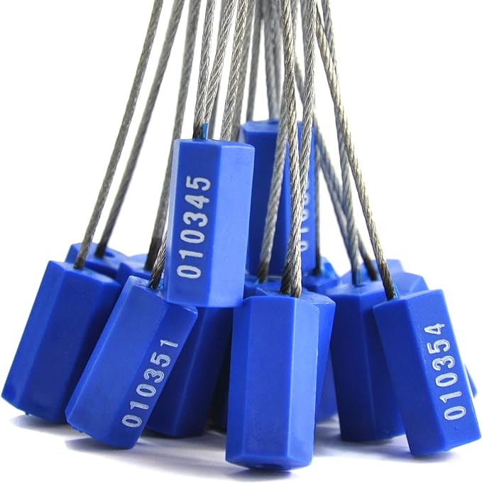 Leadseals(R) 500 Anti-Tamper Proof Security Cable Seals Disposable Self-Locking Padlock Shipping Security Tags Numbered (Blue)