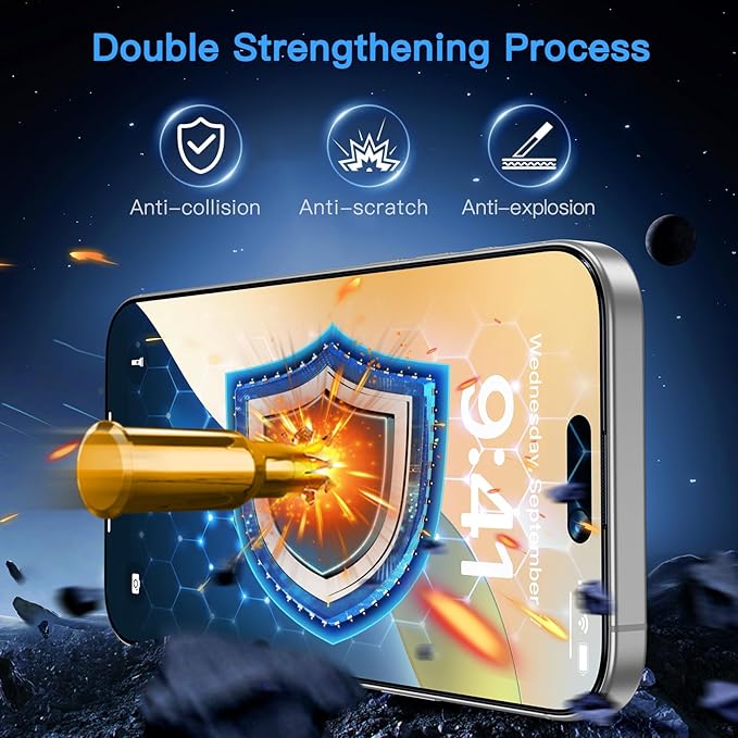 Uyiton Compatible with iPhone 16 Plus Screen Protector (Anti-Blue Light) - [Easy to Install] Shatterproof Full Coverage [Case Friendly] 9H Tempered Glass Screen Protector for iPhone 16 Plus, 2 Pack