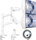 ARES WING Dual Monitor Mount with USB for 17-49 Inch Screen, White