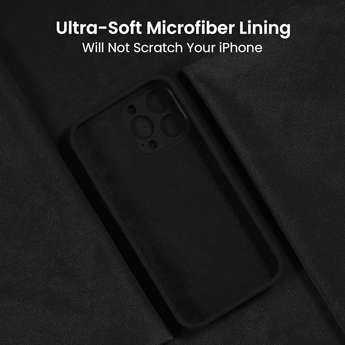 FireNova Designed for iPhone 15 Pro Case, Silicone Upgraded [Camera Protection] Phone Case with [2 Screen Protectors], Soft Anti-Scratch Microfiber Lining Inside, 6.1 inch, Black