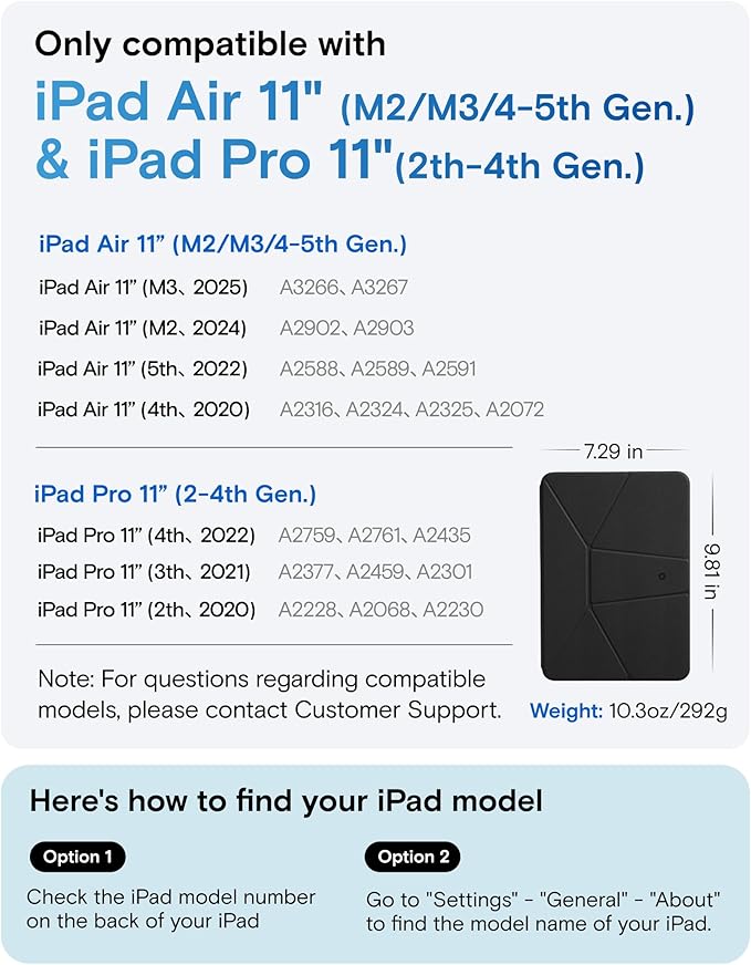 MOFT Dynamic Folio Case for for iPad Air 11-inch M3 M2 2025 2024/10.9 Air 5th 4th Generation 2022 2020, iPad Pro 11 Inch 4th/3rd/2nd Gen, Silm Magnetic Stand Case with 20+ Viewing Angles, Jet Black