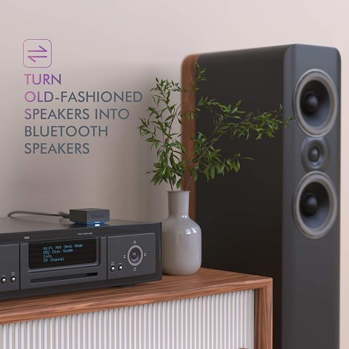 esinkin Wireless Audio Receiver for Music Streaming Sound System Works with Smart Phones, Tablets and Car, Wireless Adapter for Speakers