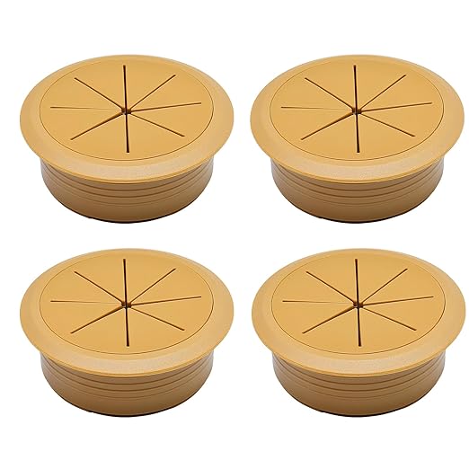 Desk Grommet 2" (50 mm), Desk Hole Cover for Cables Brown, Cable Grommet ABS Plastic, Desk Hole Grommet for Office and Home Table Cable, Detachable & Flexible Cable Cord Organizer-4 Pcs