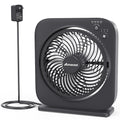 AMACOOL Table Fan, 12 inch Box Fan with 3 Speeds & 8HRS Timer, 270° Pivoting Quiet Air Circulator, Desktop Fan for Bedroom Bathroom Kitchen Office, AC Adapter Included, Co-Branded with Cmyfato-Black