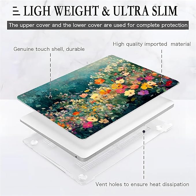 Compatible with MacBook Air 13.3 13.6 Inch Case 2022 2021 2020 2019 Plastic Hard Shell Case Cover,13.6 Air (A2681) M2 2022, Spring Flowers