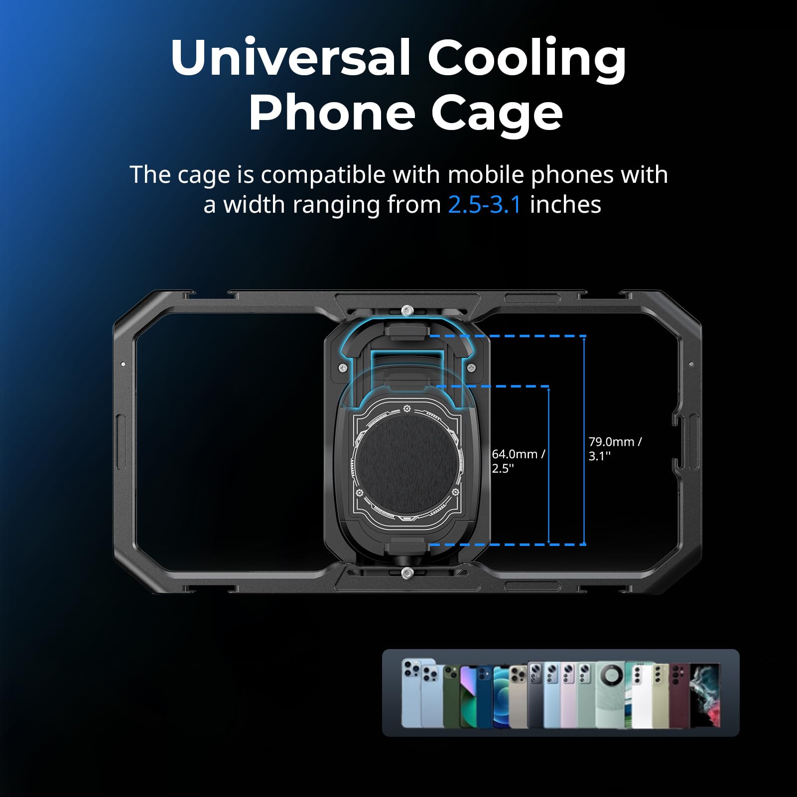 SMALLRIG All-in-One Cooling Dual Handle Phone Cage Kit for iPhone 17/16/Android, 15W Active Cooler & 4-in-1 USB-C Hub, Universal Compatibility 2.5-3.1" Phones, for Live Streaming- 5276