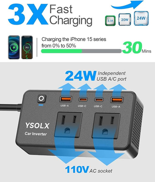 300W Portable Charger Car Power Inverters for Vehicle