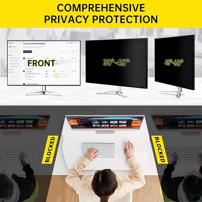 32 Inch Privacy Screen for 16:9 Computer Monitor, Anti-Blue Light Monitor Privacy Screen Filter, Anti-UV Computer Shield, Hanging Type