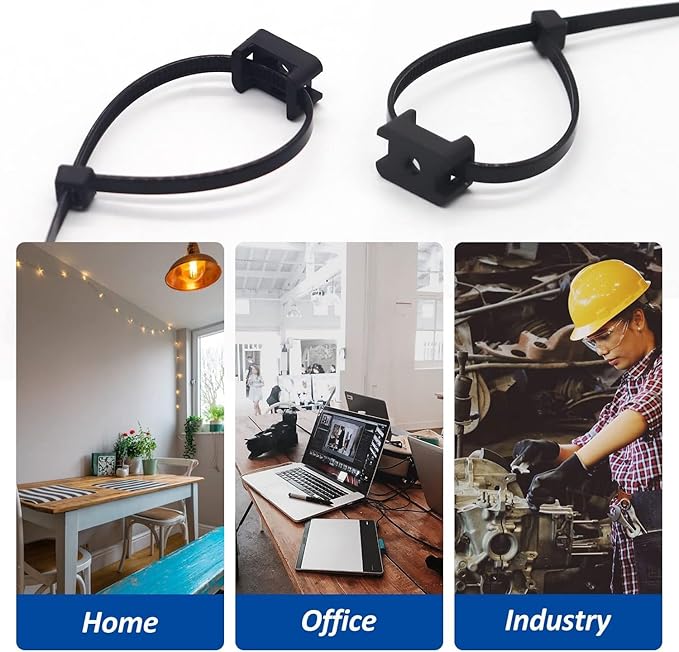 Cable Zip Tie Mounts Kit - 240 Set Wire Cable Clips Organizer Holders with 8" Cable Ties, Saddle Type Mounts Base and Tapping Screw