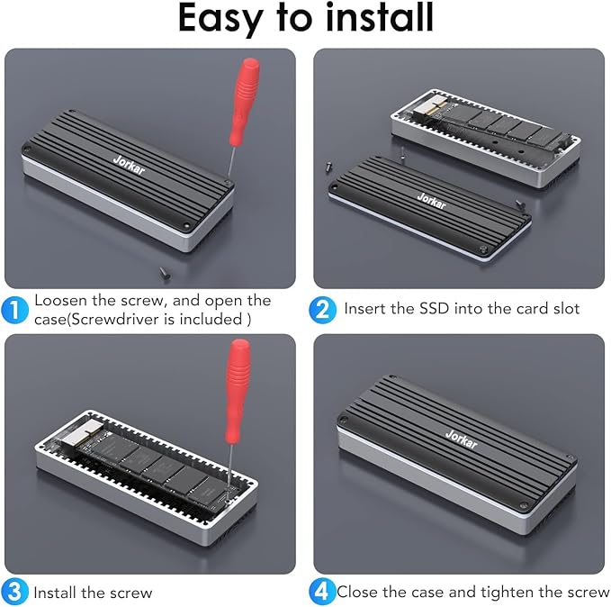 External SSD Enclosure USB-C 3.2 for 12+16 Pin MacBook SSD, Hard Drive Reader for A1466 A1465 A1502 A1398 SSD Mac Air/Pro mid 2013-2017, Portable Aluminum SSD Case with Indicator