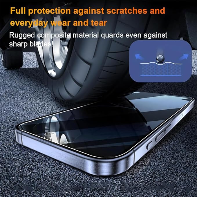 OneFish Privacy Screen Protector for IPhone 15 Pro Anti-Spy Tempered Glass Dust-Free Bubble-Free Anti-Fingerprint 9H Scratch Protection & Hassle-Free Installation Frame [2-Pack]