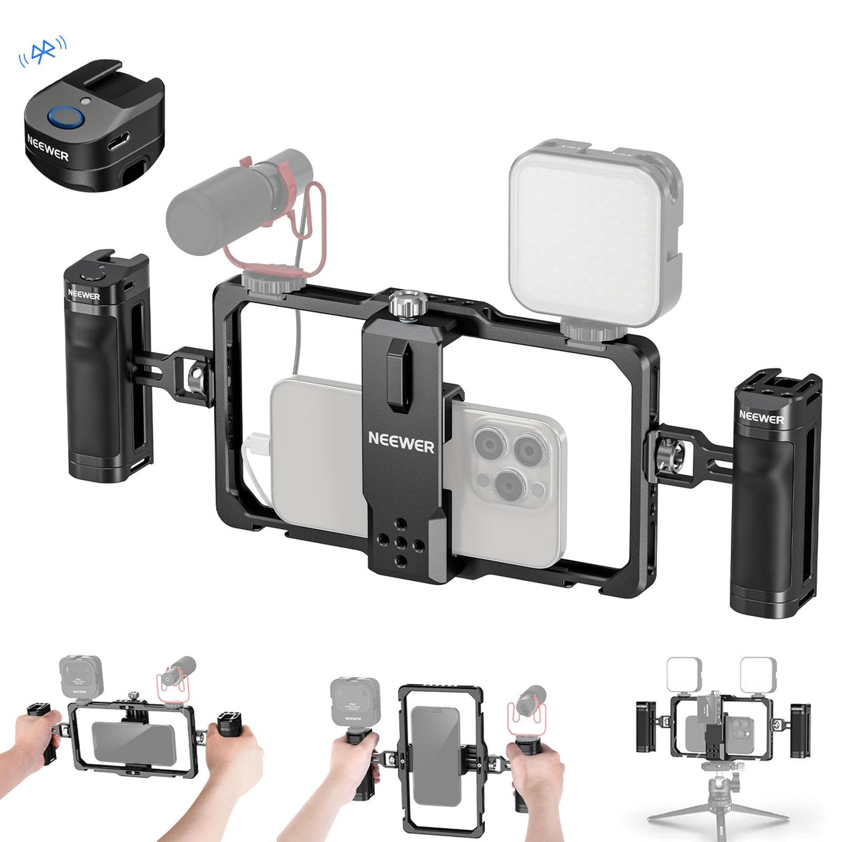 NEEWER Universal Phone Cage Video Rig with Bluetooth Shutter Side Handle