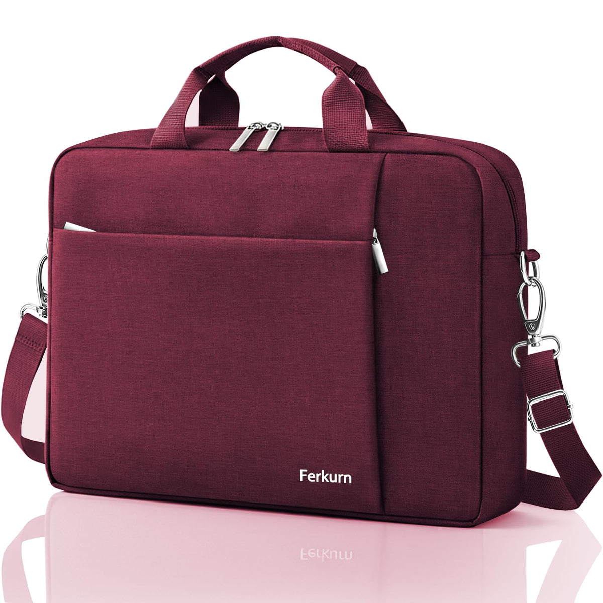 Ferkurn Laptop Bag Case for Women Men Computer Bag Compatible with HP Envy Pavilion Omen/LG Gram/MSI/Dell Inspiron XPS/Lenovo/Acer, Shoulder Strap Carrying Messenger Briefcase, Pink, 15.6 16 Inch
